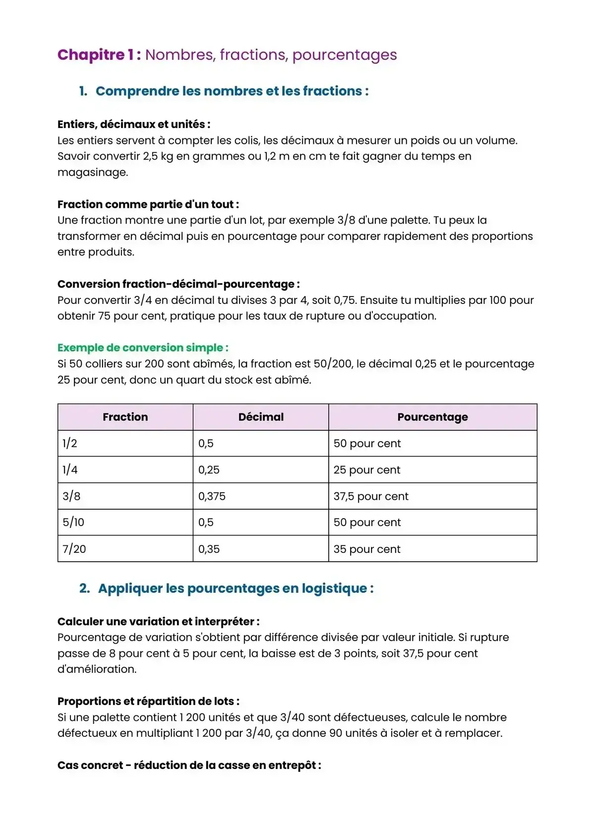 Example Fiche de Révision Bac Pro Logistique